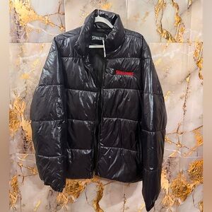 Spalding Black and Red Puffer Jacket for Men